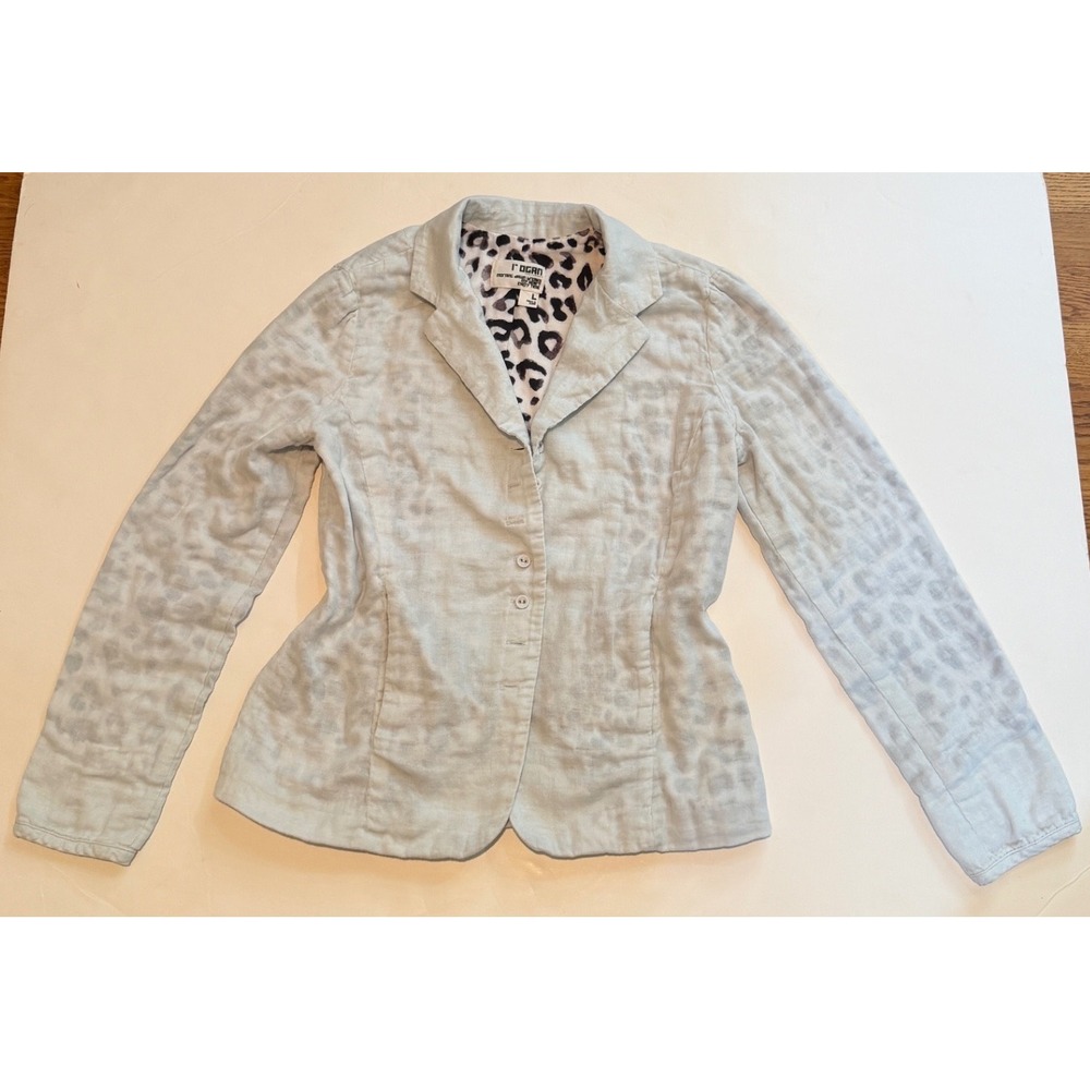 Rogan for Target Light Blue Leopard Print Organic Cotton Blazer Jacket Mens L